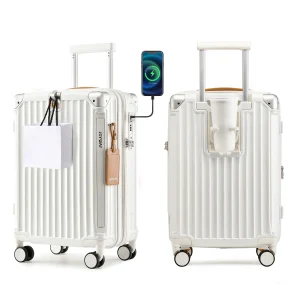 20” Expandable Carry-On Luggage | Lightweight Spinner Suitcase with Cup Holder
