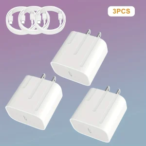 20W USB-C Fast Charger Set | 3PCS Cable for iPhone & iPad
