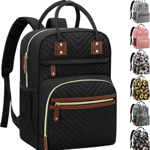 Tenot Diaper Bag Backpack for Women Large Capacity with Insulated Pockets Multifunctional Diaper Bags For Baby Girl Boy Waterproof Baby Bags For Mama Maternity Travel Bag Black