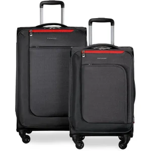 Lightweight 2-Piece Luggage Set: 20 Carry-On & 24 Spinner Suitcase, Black