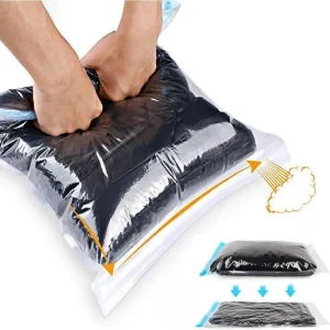 12 Pack Space Saver Bags for Travel - No Vacuum Pump Needed - Storage Organizers (Transparent)