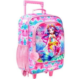 5Pcs Luggage Set, 16" Girls Travel Suitcase with Spinner Wheels, Carry on Toddler Rolling Suitcase Airline Approved Pink