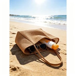 1pc Large Capacity Beach Travel Bag | Women's Shoulder Bag, Shopping Bag, Handbag, Beach Mesh Tote Bag, Foldable Shoulder Bag
