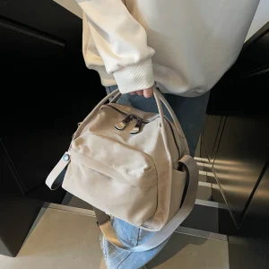 Women Simple Shoulder Bag Large Capacity Lightweight Sling Bag Solid Color Oxford Cloth Handbag Travel Shopping Work Date Bag