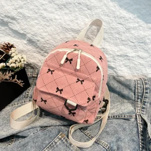 Mini Backpack Sweet Bowknot Printed Shoulder Bag Travel Cosmetic Storage Bag Korean Ins Student Bookbags Casual Rucksack 2026