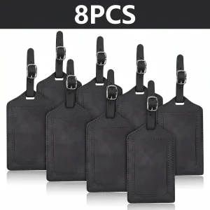 3/5/8/10PCS PU Leather Privacy Luggage Tag Adjustable Metal Buckle Anti-lost Suitcase ID Name Label Colorful Travel Baggage Tags
