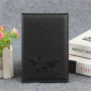PU Leather Passport Cover For Men & Women Organizer - Protective Card Holder ID Document Covers World Map Travel Passport Case