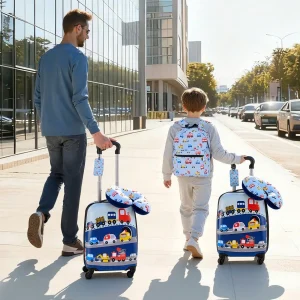 Kids Luggage Set, 2 Piece, 18 Inch Hardside Rolling Wheels Suitcase With Hard-Shell Backpack, Dinosaur Kids Carry On Luggage Set, Holiday Birthday Gift For Girls & Boys, Airline Approved