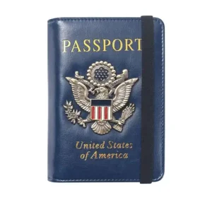 Unisex Compact Synthetic (PU Leather) Passport Holder Wallet - RFID-Blocking US Passport Cover, ID Card, Travel Document & Certification Card Protector