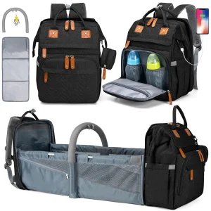Baby Diaper Bags with Changing Station, Waterproof Large Capacity Diaper Bag Backpack for Moms Dads with USB Charging Port and Stroller Straps, Baby Shower Gifts ，Pink,Green,Blue