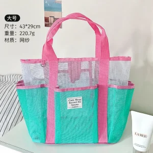 Travel essential mesh swimming bag, large capacity, beach bag, outdoor folding swimsuit storage mesh bag, drain bag.