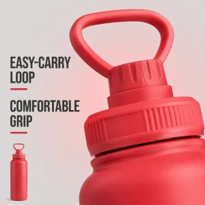Double-Layered Insulated Stainless Steel Water Bottle Wide-Mouth Leak-Proof Screw Cap with Portable Handle for Cold And Hot Drinks Durable Reusable for Fitness Office Travel Outdoor - Thumbnail Image 3