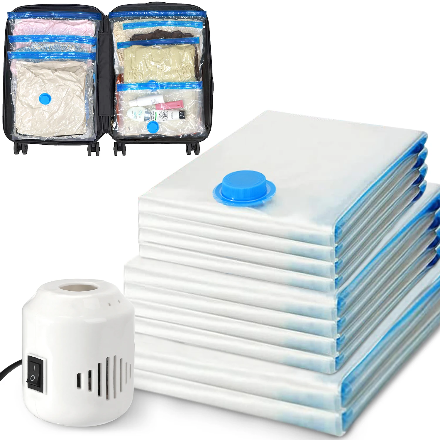 Vacuum Storage Bags with Electric Pumps That Save Space, Available in Multiple Sizes (S/M/L), Made of PA+PE Material, Featuring - Image 1