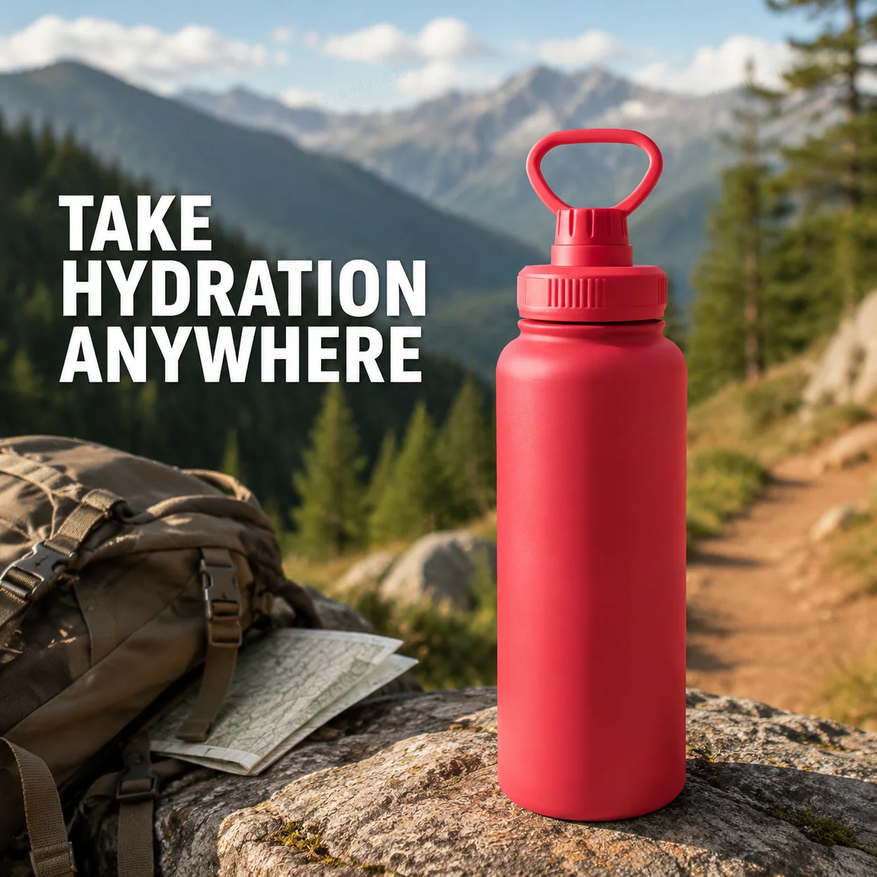 Double-Layered Insulated Stainless Steel Water Bottle Wide-Mouth Leak-Proof Screw Cap with Portable Handle for Cold And Hot Drinks Durable Reusable for Fitness Office Travel Outdoor - Image 7