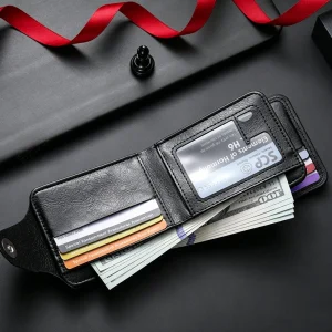 Men's Wallets with 100 US Dollar Pattern Hasp Male Leather Wallet with Zipper Card Holder Coin Pocket Purse Cartera Hombre - Thumbnail Image 7