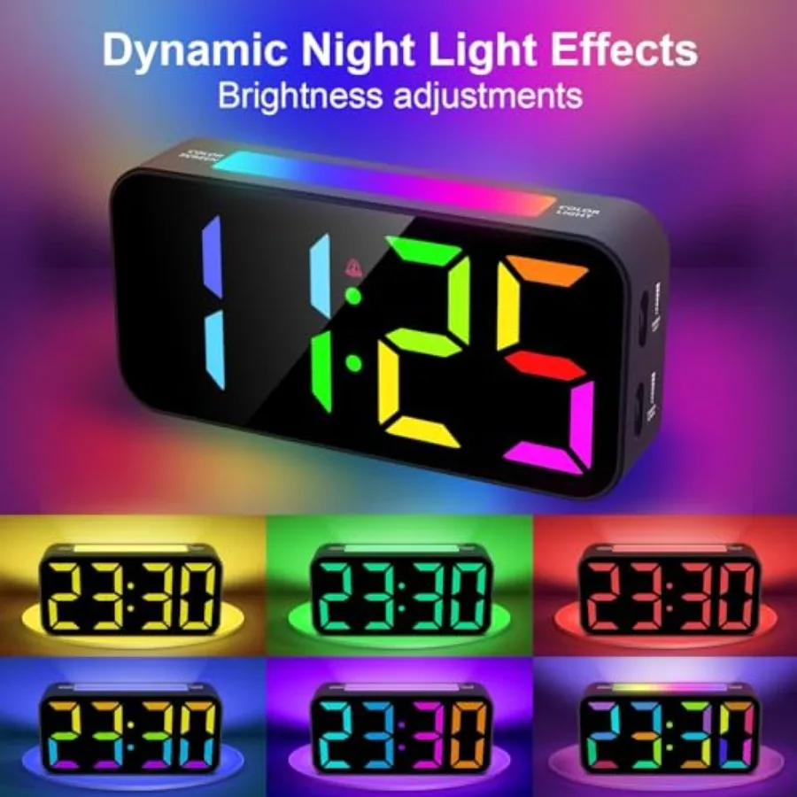 Loud Alarm Clocks for Bedrooms Heavy Sleepers, Plug-in Digital Bedside Clock with Night Light, Large Display, Dual Alarm, Snooz - Image 3