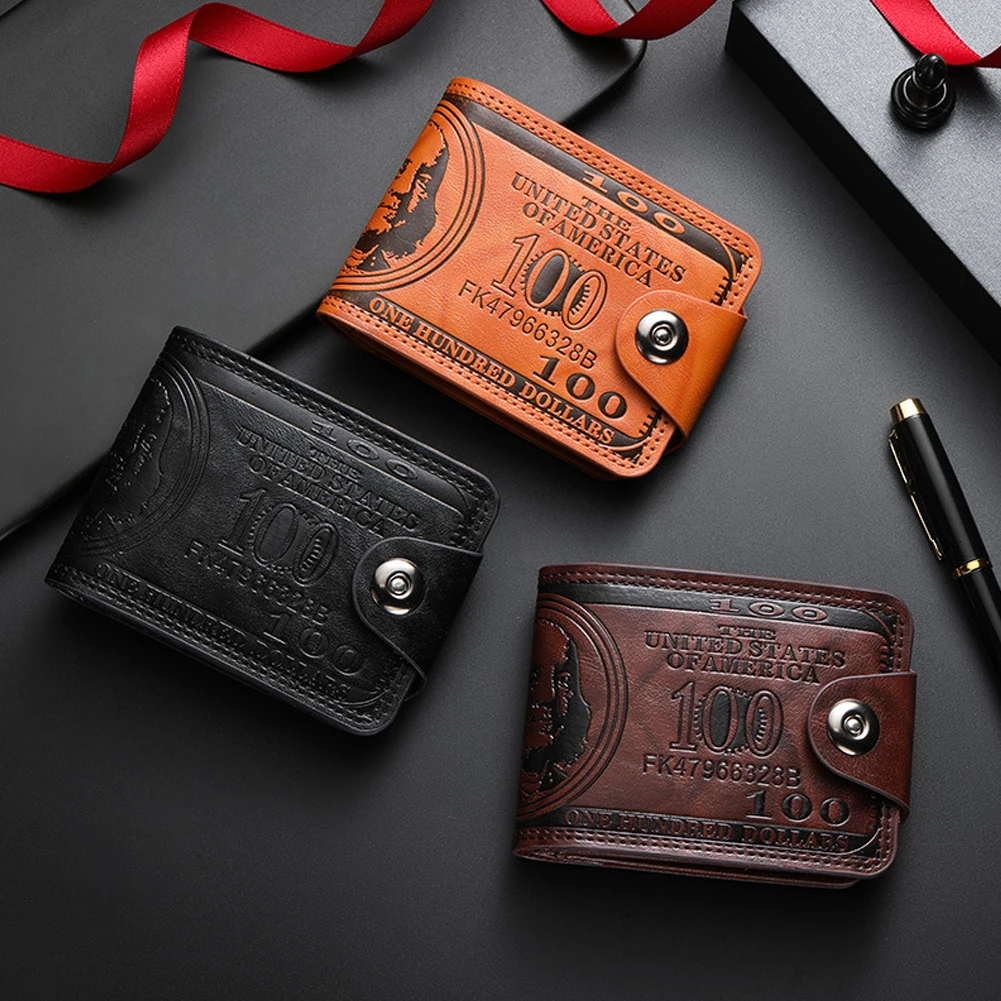 Men's Wallets with 100 US Dollar Pattern Hasp Male Leather Wallet with Zipper Card Holder Coin Pocket Purse Cartera Hombre - Image 4