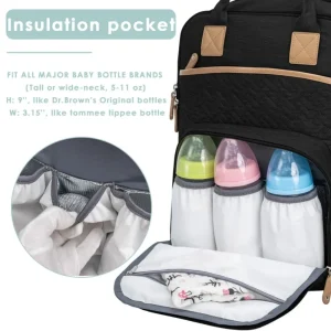 KABAQOO Diaper Bag Mommy Backpack With Changing Pad Pacifier Case, Baby Bag For Boy Girl Toddler - Large,Stylish, Waterproof Travel Quilted Diaper Bag For Mom - Baby Shower Gifts - Thumbnail Image 6