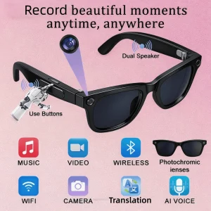 4K Camera Glasses with AI Smart Features That Support Real-Time Translation And Object Recognition, Open-Ear Audio, Ultra-Light Design, And Up to 8 Hours of Battery Life for Outdoor Cycling, Work, Travel - Thumbnail Image 2