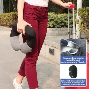Feliztrip portable inflatable u pillow neck support travel pillow with removable washable cotton cover and eco-friendly pillow core tr-p217 - Thumbnail Image 5
