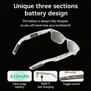 4K Camera Glasses with AI Smart Features That Support Real-Time Translation And Object Recognition, Open-Ear Audio, Ultra-Light Design, And Up to 8 Hours of Battery Life for Outdoor Cycling, Work, Travel - Thumbnail Image 4