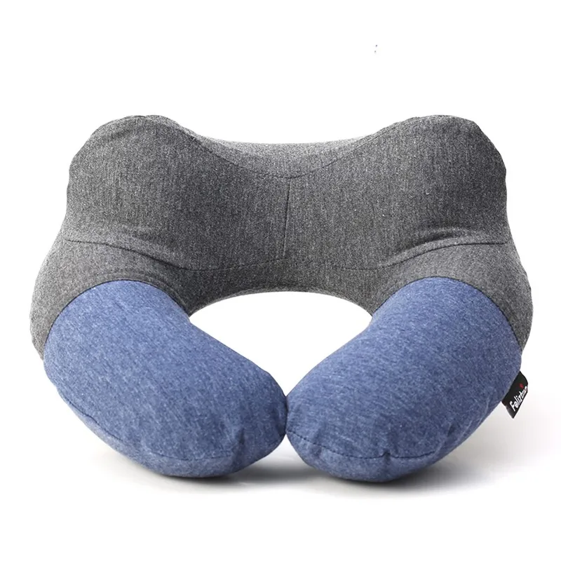 Feliztrip portable inflatable u pillow neck support travel pillow with removable washable cotton cover and eco-friendly pillow core tr-p217 - Image 1