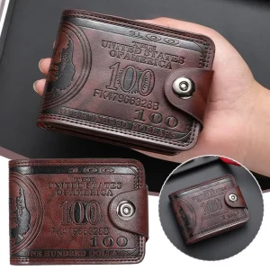 Men's Wallets with 100 US Dollar Pattern Hasp Male Leather Wallet with Zipper Card Holder Coin Pocket Purse Cartera Hombre - Thumbnail Image 2