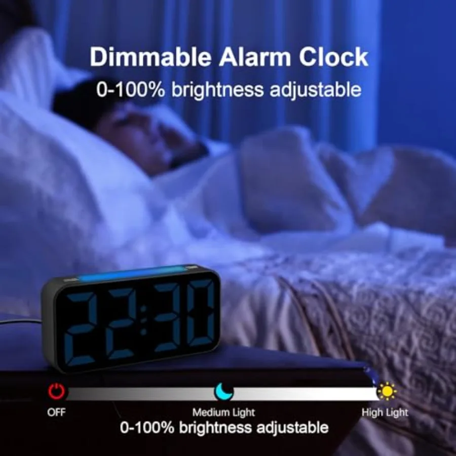 Loud Alarm Clocks for Bedrooms Heavy Sleepers, Plug-in Digital Bedside Clock with Night Light, Large Display, Dual Alarm, Snooz - Image 6