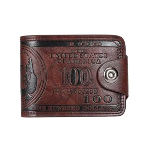 Men's Wallets with 100 US Dollar Pattern Hasp Male Leather Wallet with Zipper Card Holder Coin Pocket Purse Cartera Hombre - Thumbnail Image 10