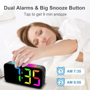 Loud Alarm Clocks for Bedrooms Heavy Sleepers, Plug-in Digital Bedside Clock with Night Light, Large Display, Dual Alarm, Snooz - Thumbnail Image 7