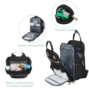 KABAQOO Diaper Bag Mommy Backpack With Changing Pad Pacifier Case, Baby Bag For Boy Girl Toddler - Large,Stylish, Waterproof Travel Quilted Diaper Bag For Mom - Baby Shower Gifts - Thumbnail Image 4