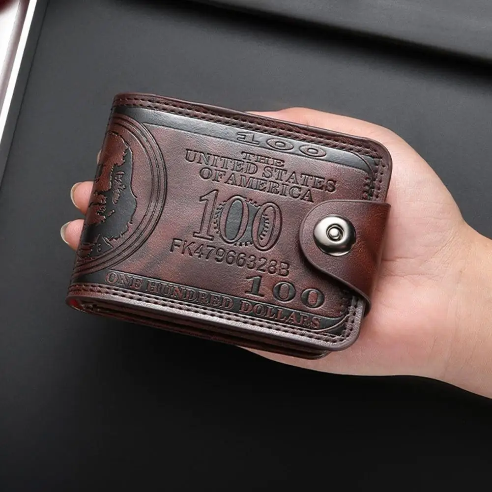 Men's Wallets with 100 US Dollar Pattern Hasp Male Leather Wallet with Zipper Card Holder Coin Pocket Purse Cartera Hombre - Image 5