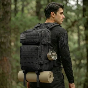 45L Tactical Travel Backpack Molle Storage Bag Large Capacity Multi Pocket Wear Resistant Camping Hiking Trekking Rucksack Durable Outdoor Mountain Climbing Daypack For Men Women Travellers Bushcraft Wilderness Trip Daily Commute Luggage Bag - Thumbnail Image 8