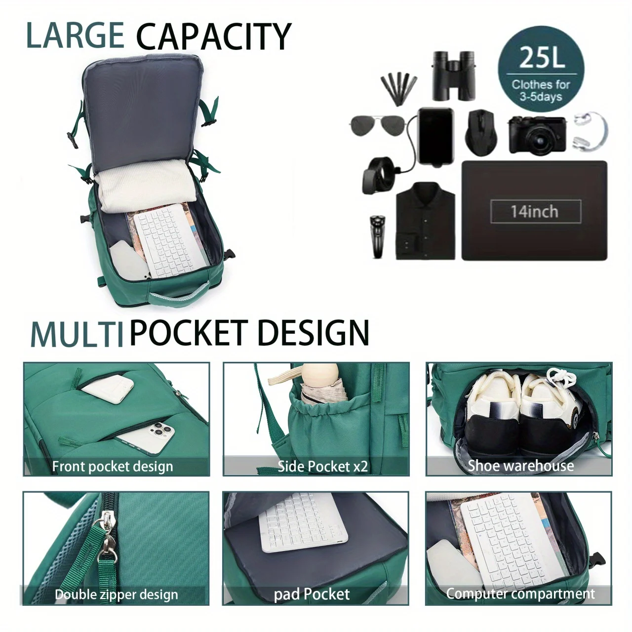 Hiking Backpack for Men and Women Laptop Backpack School Student Schoolbag, Casual Simple Travel Backpack - Image 6