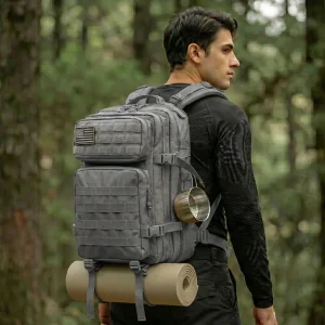 45L Tactical Travel Backpack Molle Storage Bag Large Capacity Multi Pocket Wear Resistant Camping Hiking Trekking Rucksack Durable Outdoor Mountain Climbing Daypack For Men Women Travellers Bushcraft Wilderness Trip Daily Commute Luggage Bag - Thumbnail Image 17