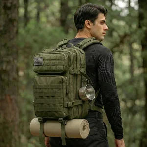 45L Tactical Travel Backpack Molle Storage Bag Large Capacity Multi Pocket Wear Resistant Camping Hiking Trekking Rucksack Durable Outdoor Mountain Climbing Daypack For Men Women Travellers Bushcraft Wilderness Trip Daily Commute Luggage Bag - Thumbnail Image 15