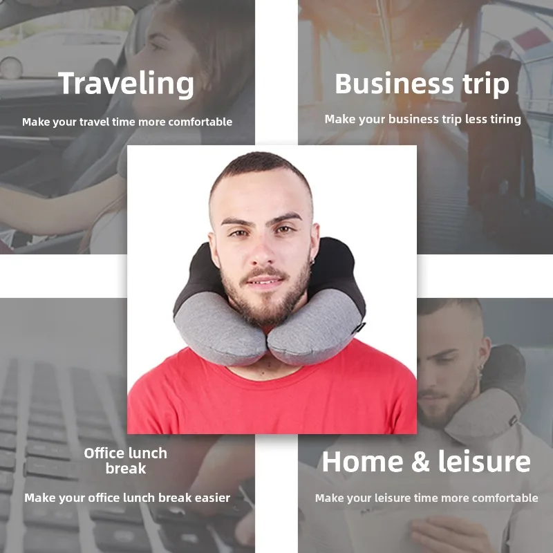 Feliztrip portable inflatable u pillow neck support travel pillow with removable washable cotton cover and eco-friendly pillow core tr-p217 - Image 6