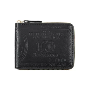 Men's Wallets with 100 US Dollar Pattern Hasp Male Leather Wallet with Zipper Card Holder Coin Pocket Purse Cartera Hombre