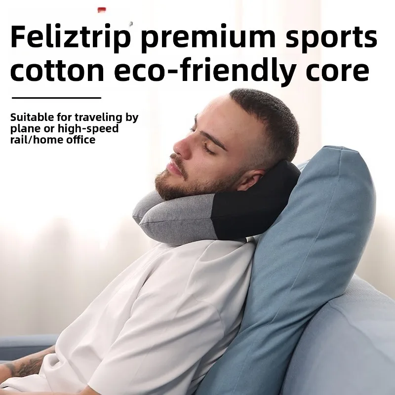 Feliztrip portable inflatable u pillow neck support travel pillow with removable washable cotton cover and eco-friendly pillow core tr-p217 - Image 2