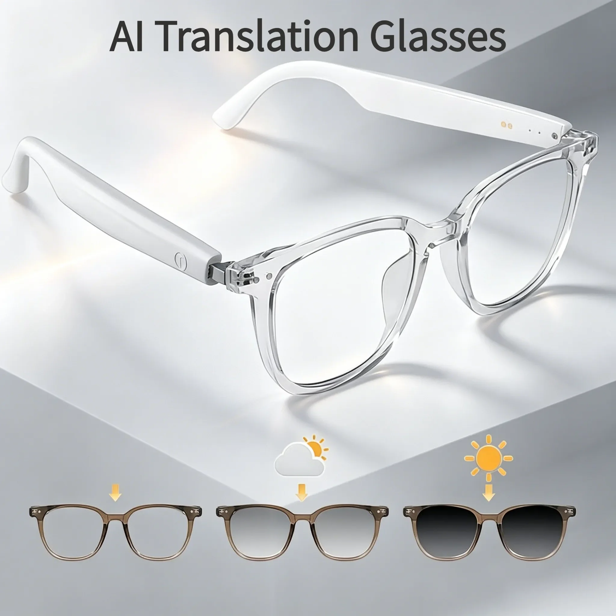 Smart AI Translation Glasses, Ultra‑Light Portable Eyewear Supporting 164 Languages, Photochromic Lenses, Open‑Ear Design for Hands‑Free Calls & Music, for Travel Sports Daily Use - Image 8