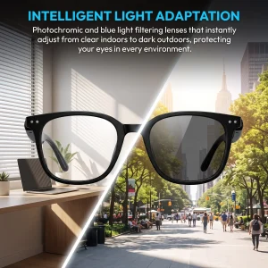 Smart AI Translation Glasses, Ultra‑Light Portable Eyewear Supporting 164 Languages, Photochromic Lenses, Open‑Ear Design for Hands‑Free Calls & Music, for Travel Sports Daily Use - Thumbnail Image 3