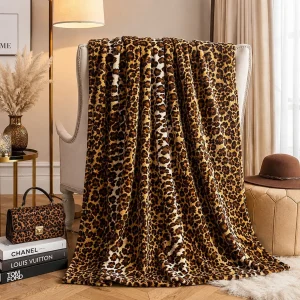 Edenleaf Leopard Print Blanket Fleece Throw for Bed Sofa Travel and Camping, Super Soft Cozy Fluffy Plush Cheetah Print Blanket for All Seasons 50"x60" (Dark Brown) - Thumbnail Image 6