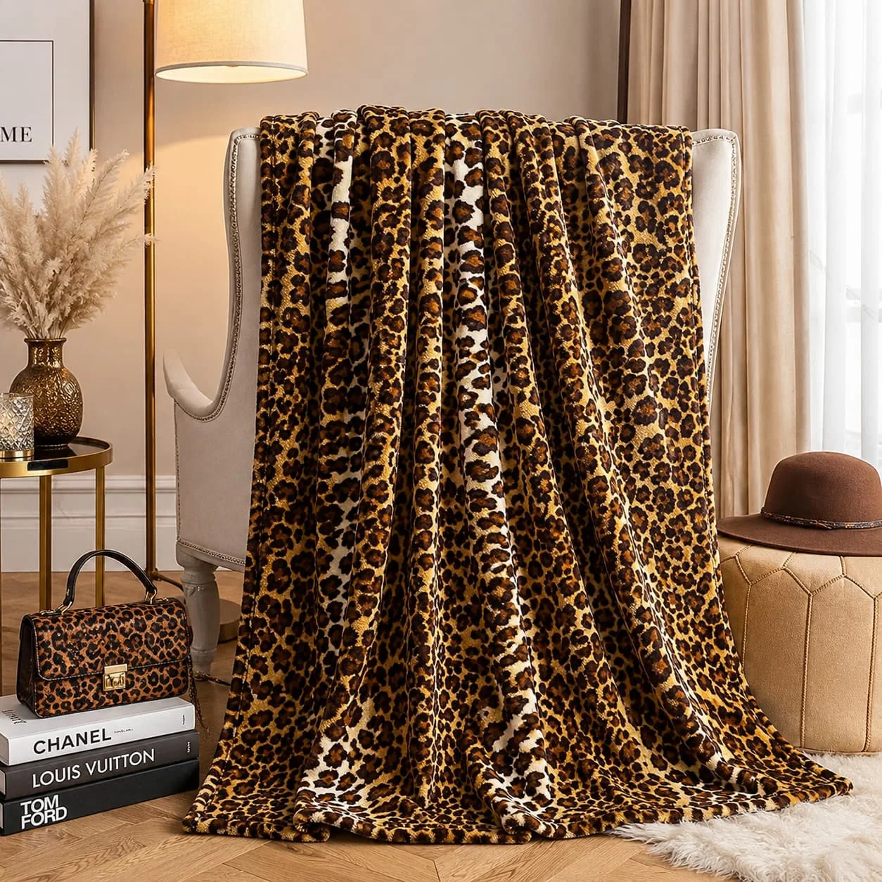 Edenleaf Leopard Print Blanket Fleece Throw for Bed Sofa Travel and Camping, Super Soft Cozy Fluffy Plush Cheetah Print Blanket for All Seasons 50"x60" (Dark Brown) - Image 6