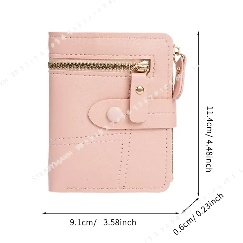 New Button Wallet for Women Solid Color Thin Ladies Card Clip Short Coin Purse Cross Border Wholesale - Image 7