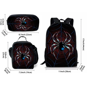 Spider Pattern Three Piece Set Backpacks For Boy And Girls Best Gifts 3D Cartoon School Backpack For Children - Thumbnail Image 2
