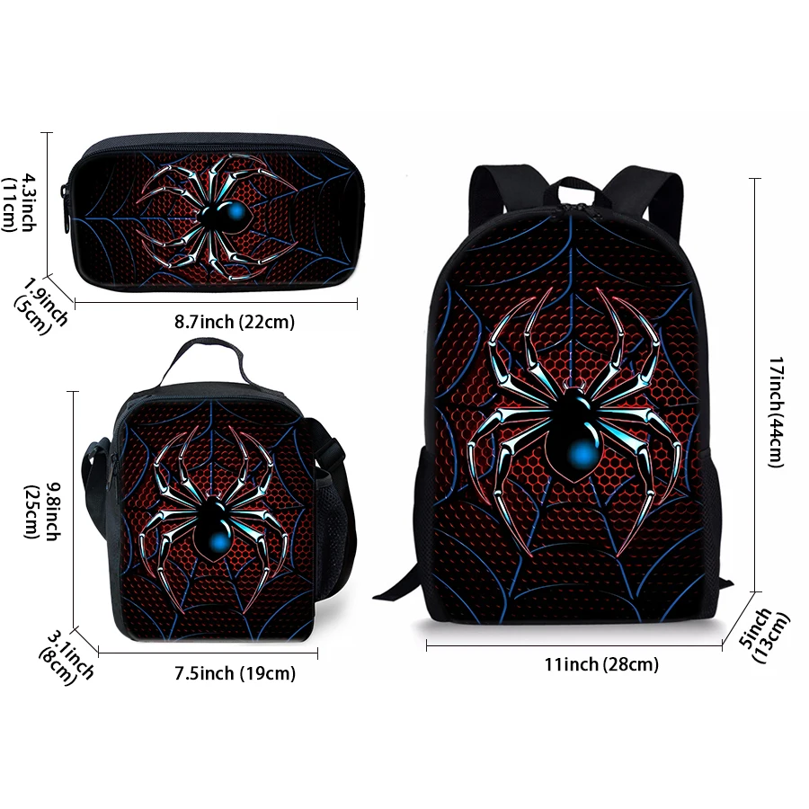 Spider Pattern Three Piece Set Backpacks For Boy And Girls Best Gifts 3D Cartoon School Backpack For Children - Image 2
