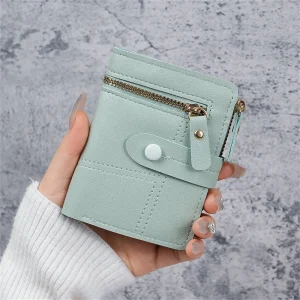 New Button Wallet for Women Solid Color Thin Ladies Card Clip Short Coin Purse Cross Border Wholesale - Thumbnail Image 11