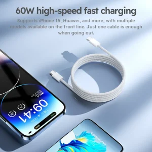 3PCS 6FT 60W Nylon Braided Fast Charge Cable Suitable For Type-C Interface Mobile Phone,laptops And All Kinds Of Tablets - Thumbnail Image 5
