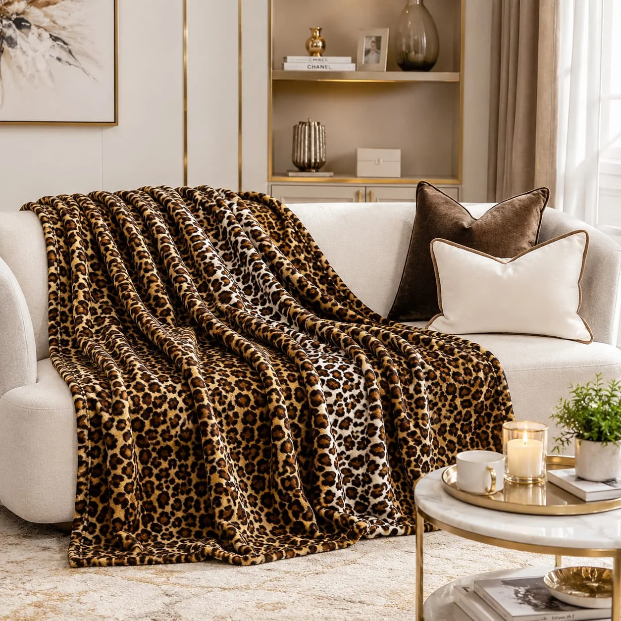 Edenleaf Leopard Print Blanket Fleece Throw for Bed Sofa Travel and Camping, Super Soft Cozy Fluffy Plush Cheetah Print Blanket for All Seasons 50"x60" (Dark Brown) - Image 3