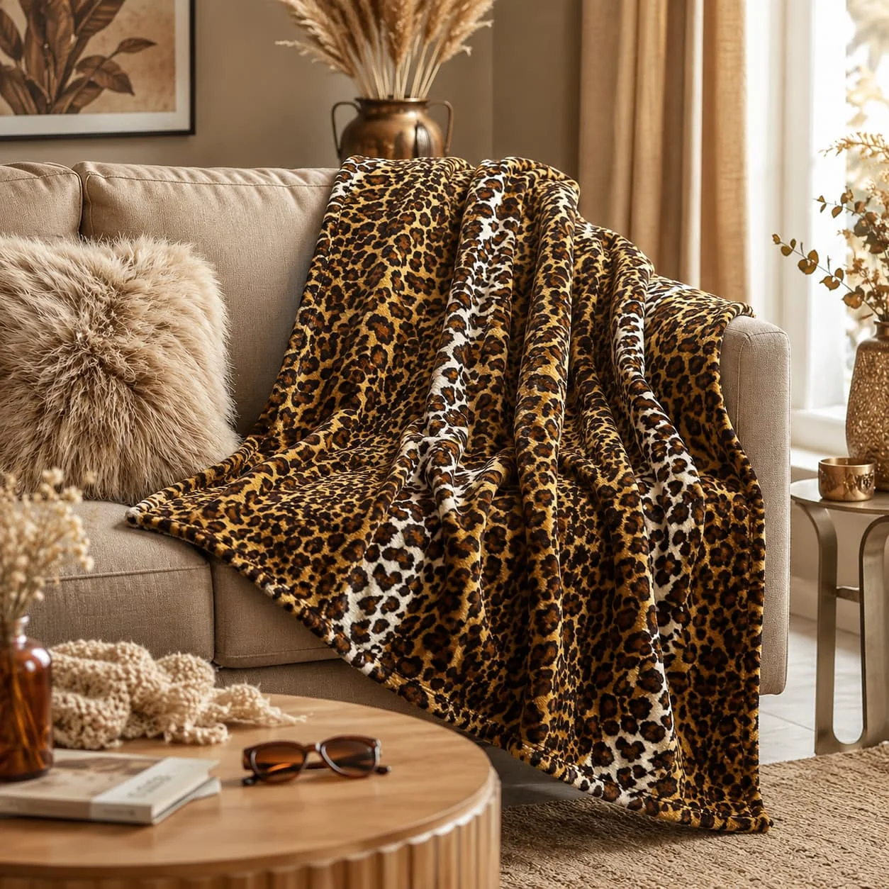 Edenleaf Leopard Print Blanket Fleece Throw for Bed Sofa Travel and Camping, Super Soft Cozy Fluffy Plush Cheetah Print Blanket for All Seasons 50"x60" (Dark Brown) - Image 4